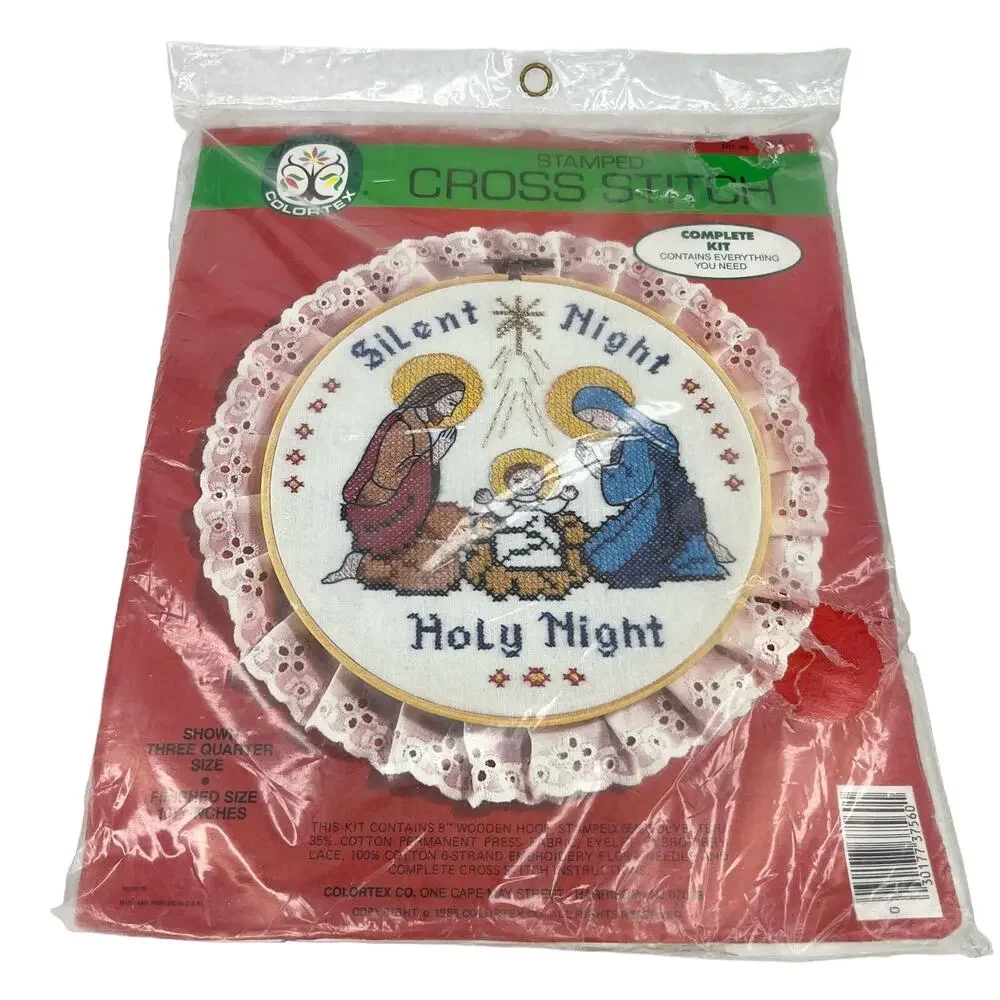 Colortex Silent Night Holy Night 1986 Stamped Cross Stitch Kit New